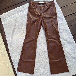 Wilfred Aritzia Melina Cropped High Waisted Vegan Leather Mocha